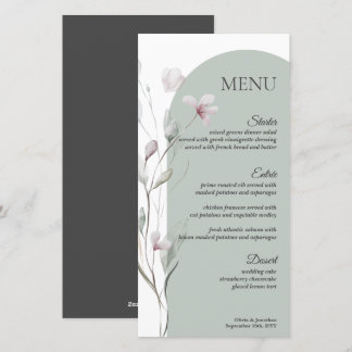 4x8" Botanische Hochzeitsmenükarte für Wasserfarbe Feiertagskarte