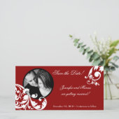 4x8 Crimson Red Floral Verlobung Ankündigung (Stehend Vorderseite)