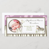 4x8 Foto Geburtserklärung Jacana Girl Jungle Ankündigung (Vorne/Hinten)