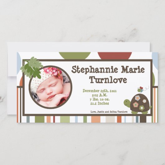 4x8 Foto Geburtserklärung Laguna Beach Turtle Ankündigung (Vorderseite)