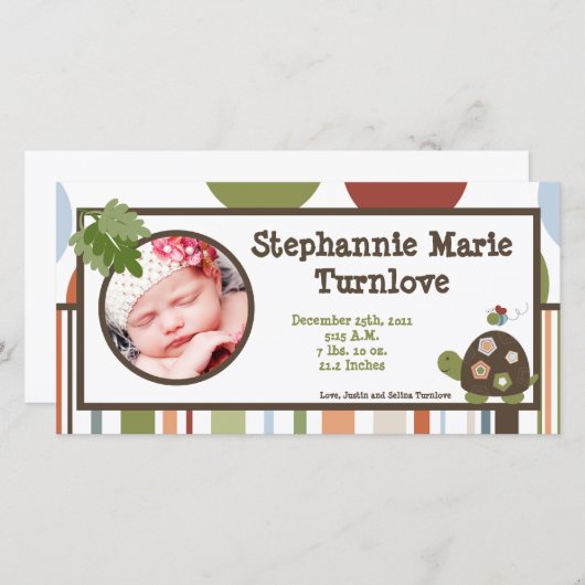 4x8 Foto Geburtserklärung Laguna Beach Turtle Ankündigung (Vorne/Hinten)