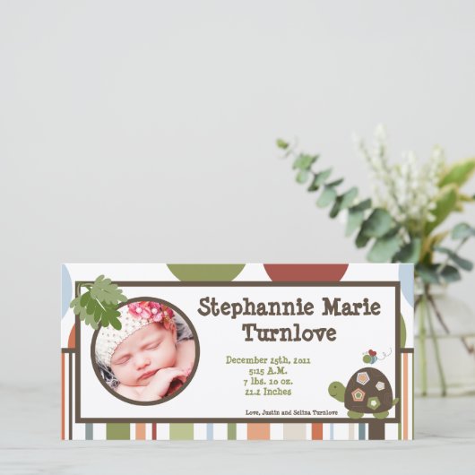 4x8 Foto Geburtserklärung Laguna Beach Turtle Ankündigung (Stehend Vorderseite)