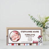 4x8 Foto Geburtshinweis Nojo Feuerwehr Motor Ankündigung (Stehend Vorderseite)