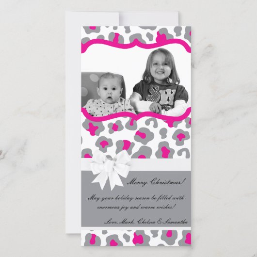 4x8 Graurosa Geparden FOTO Weihnachtskarte Feiertagskarte (Vorderseite)