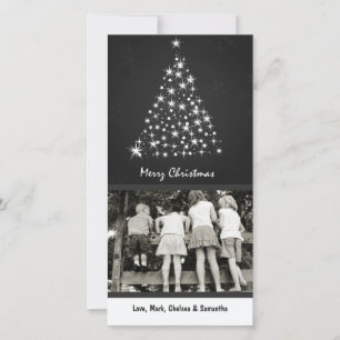 4x8 Gray Snowflake XMAS Tree FOTO Weihnachtskarte Feiertagskarte