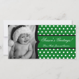 4x8 Green White Polka Frame FOTO Weihnachtskarte Feiertagskarte