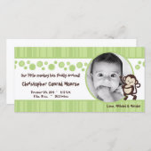 4x8 Grüner Pop Affe Neut Foto Geburtsankündigung Ankündigung (Vorne/Hinten)