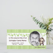 4x8 Grüner Pop Affe Neut Foto Geburtsankündigung Ankündigung (Stehend Vorderseite)