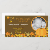 4x8 Herbst Pumpkin Blätter FOTO Geburtsankündigung Ankündigung (Vorne/Hinten)