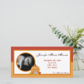 4x8 Herbstuntergang Pumpkin Foto Geburtsankündigun Ankündigung (Stehend Vorderseite)