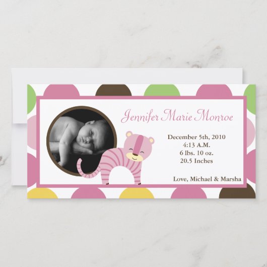 4x8 Jungle Queen Tiger Foto Geburtserklärung Ankündigung (Vorderseite)