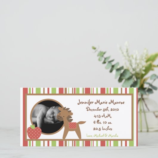 4x8 Red Barn Farm Birth Ankündigung (Stehend Vorderseite)