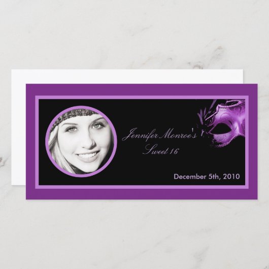 4x8 Sweet 16 Lila Lilac Black Party Ankündigung (Vorne/Hinten)