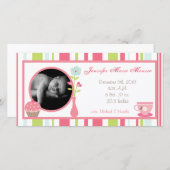 4x8 Tee Party Rosa Pastellfarben Foto Geburtsankün (Vorne/Hinten)