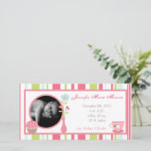 4x8 Tee Party Rosa Pastellfarben Foto Geburtsankün (Stehend Vorderseite)