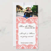 4x8 Verlobung Ankündigung Cora White Damask Lace (Vorderseite)