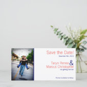 4x8 Verlobung Ankündigung Coral Navy Blue Chevro (Stehend Vorderseite)