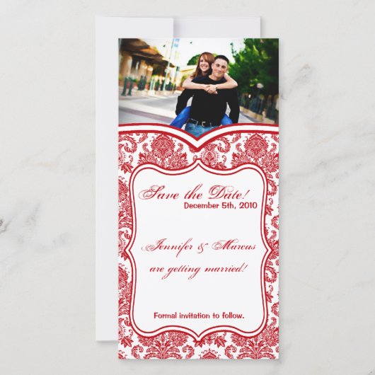 4x8 Verlobung Ankündigung von Red Crims White Dama (Vorderseite)