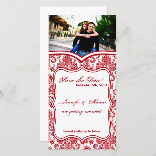 4x8 Verlobung Ankündigung von Red Crims White Dama (Vorne/Hinten)