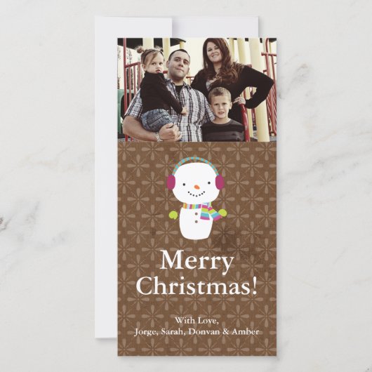 4x8 Weihnachtsschneemann Winterschnee-FOTO-Karte Feiertagskarte (Vorderseite)