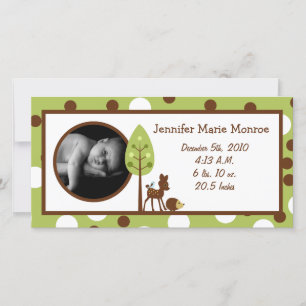 4x8 Woodland Friends Geburtsanzeige Ankündigung