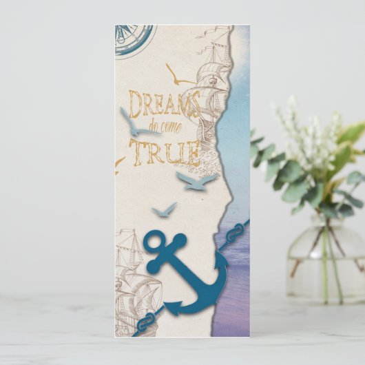 4x9,25 Dreams Do Come True Card für Reisende Ankündigung (Stehend Vorderseite)