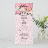 4x9.25 Menü Cards Geometric Garden Rose Glitzer Einladung (Stehend Vorderseite)