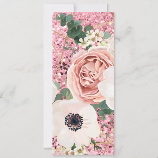 4x9.25 Menü Cards Geometric Garden Rose Glitzer Einladung (Rückseite)