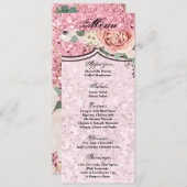 4x9.25 Menü Cards Geometric Garden Rose Glitzer Einladung (Vorne/Hinten)