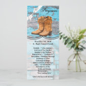 4x9.25 Programmkarten Blue Wood Barn Door Boots Einladung (Stehend Vorderseite)