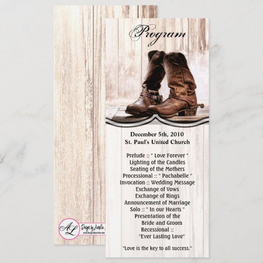 4x9.25 Programmkarten fördern rustikalen Western Einladung (Vorne/Hinten)