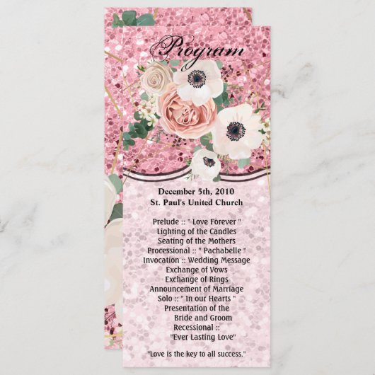 4x9.25 Programmkarten Geometrische Gartengarten Ro Einladung (Vorne/Hinten)