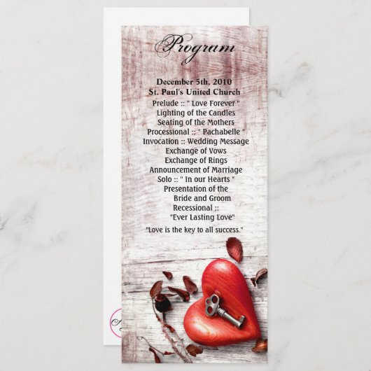 4x9.25 Programmkarten Länderschlüssel für mein Her Einladung (Vorne/Hinten)