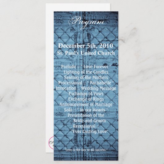 4x9,25 Programmkarten Rustikale Zinn-Deckenkappe Einladung (Vorne/Hinten)