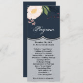 4x9.25 Programmkarten Weiße Blume auf dunklen Seit Einladung (Vorne/Hinten)