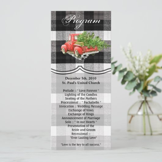 4x9.25 Programmkarten XMAS Truck Buffalo Kariert B Einladung (Stehend Vorderseite)