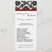 4x9 Hochzeitsprogramm - Black Damask Red Crimson Programm (Vorderseite)