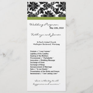 4x9 Hochzeitsprogramm - Schwarze Damaskus und Grün Programm