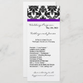 4x9 Hochzeitsprogramm - Schwarzer Damast und Lila Programm (Vorne/Hinten)