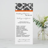 4x9 Hochzeitsprogramm - Schwarzer Damast und Orang Programm (Stehend Vorderseite)