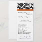4x9 Hochzeitsprogramm - Schwarzer Damast und Orang Programm (Vorne/Hinten)
