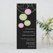 4x9 Lange Hochzeitsrosa Grünbügel laden ein Einladung (Stehend Vorderseite)