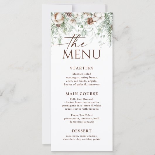 4x9" Winter Evergreen Weihnachtsmenü (Vorderseite)