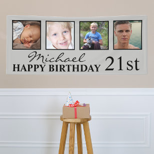 4x Foto Collage Happy Birthday Alter für ihn Banner