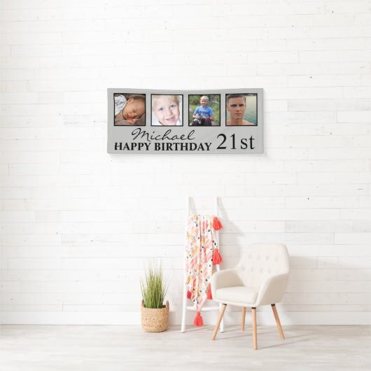 4x Foto Collage Happy Birthday Alter für ihn Banner (Insitu)