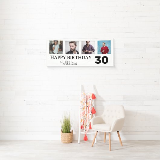 4x Foto Collage Happy Birthday Banner (Insitu)