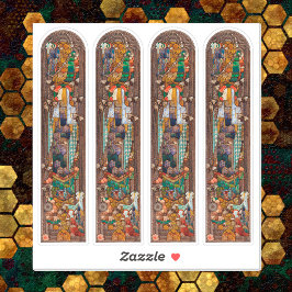 4xStained Glass Window Design of St. Gobnait  Aufkleber