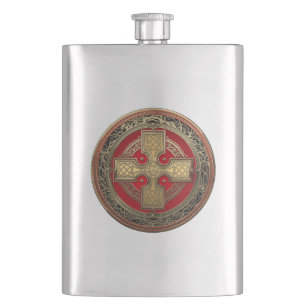 [500] Antiker keltischer heiliger Goldknoten Kreuz Flachmann