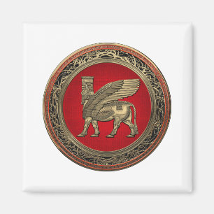 [500] Assyrian Winged Bull - Gold Lamassu Magnet