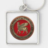 [500] Assyrian Winged Bull - Gold Lamassu Schlüsselanhänger (Vorne)